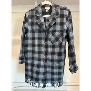 Tofy Women's Shacket‎ Plaid Button-Up Size 10T Blue Green Jacket